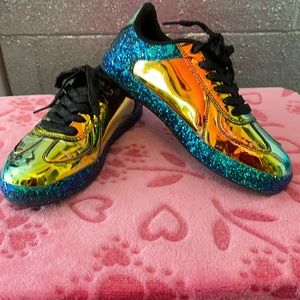 Gold iridescent glitter tennis shoes